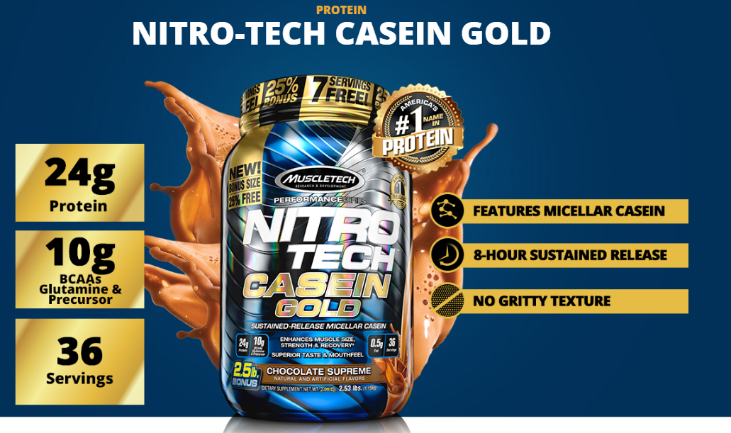 Nitro tech Caseina Gold Muscletech 1,13kg Vanilla Cream-3